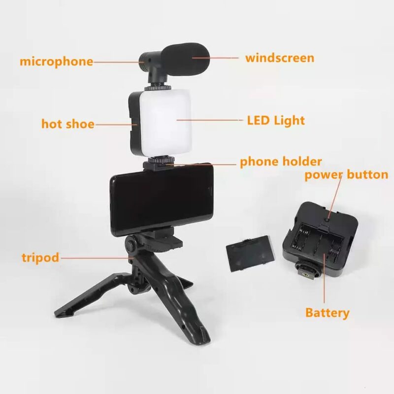 Vlogging Kit Accessories for Mobile Phone DSLR Camera Video Recording with Tripod Shoot Mic 360 LED Remote Selfie Light for Live Streaming Short Film - Image 3