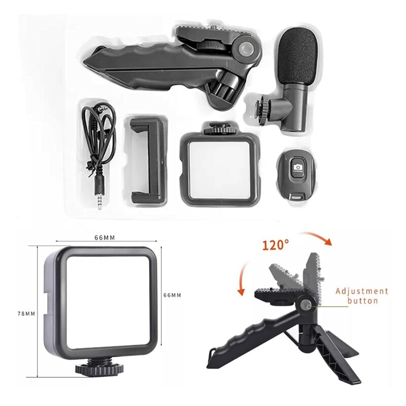 Vlogging Kit Accessories for Mobile Phone DSLR Camera Video Recording with Tripod Shoot Mic 360 LED Remote Selfie Light for Live Streaming Short Film - Image 4