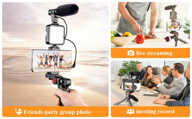 Vlogging Kit Accessories for Mobile Phone DSLR Camera Video Recording with Tripod Shoot Mic 360 LED Remote Selfie Light for Live Streaming Short Film - Image 6