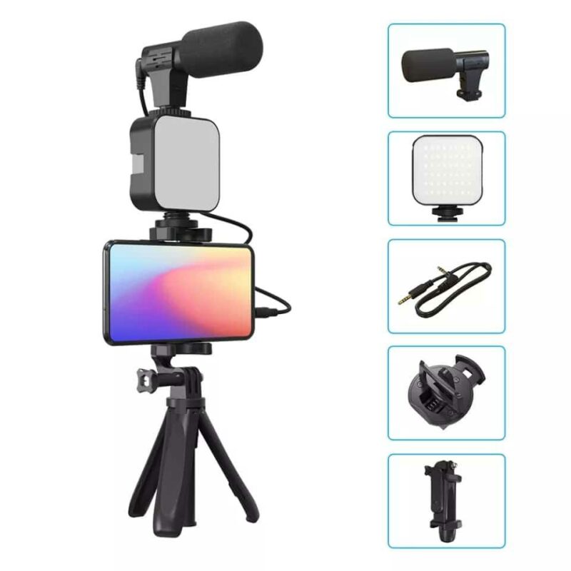 Vlogging Kit Accessories for Mobile Phone DSLR Camera Video Recording with Tripod Shoot Mic 360 LED Remote Selfie Light for Live Streaming Short Film - Image 8