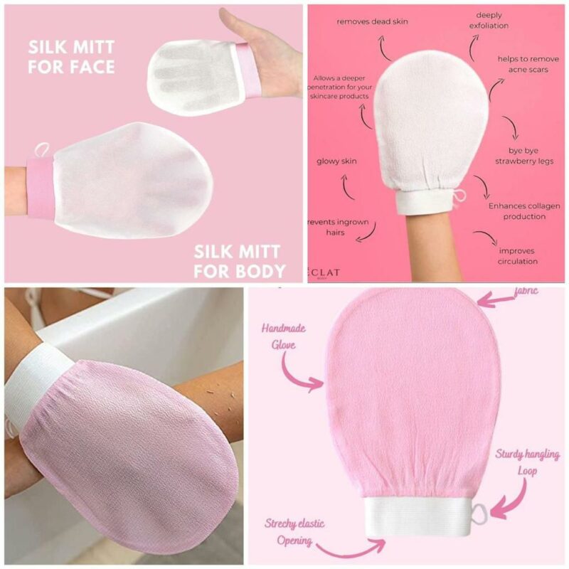 Silk Milk Body Scrubber Gloves (Mix/Random color)