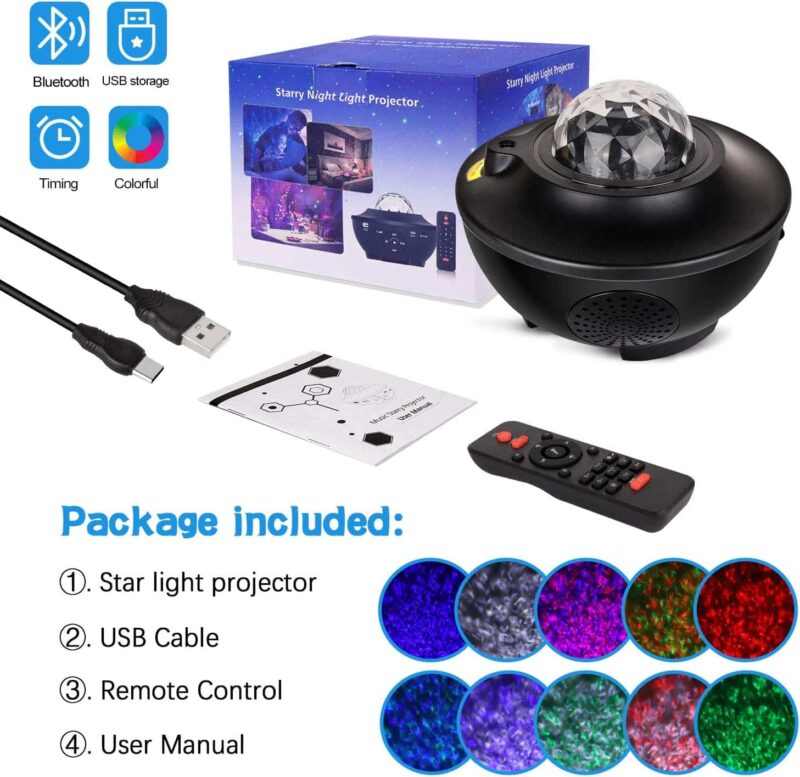 Projector Galaxy Night Light with Ocean Wave Music Speaker Sky Light Projector - Image 4