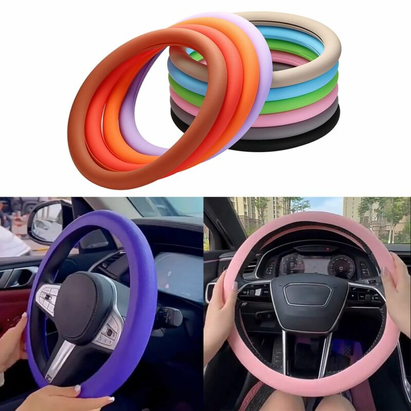 Car Silicone Steering Wheel Elastic Glove Cover Soft Durable Upgrade Auto Decoration Non Slip Universal - Image 2