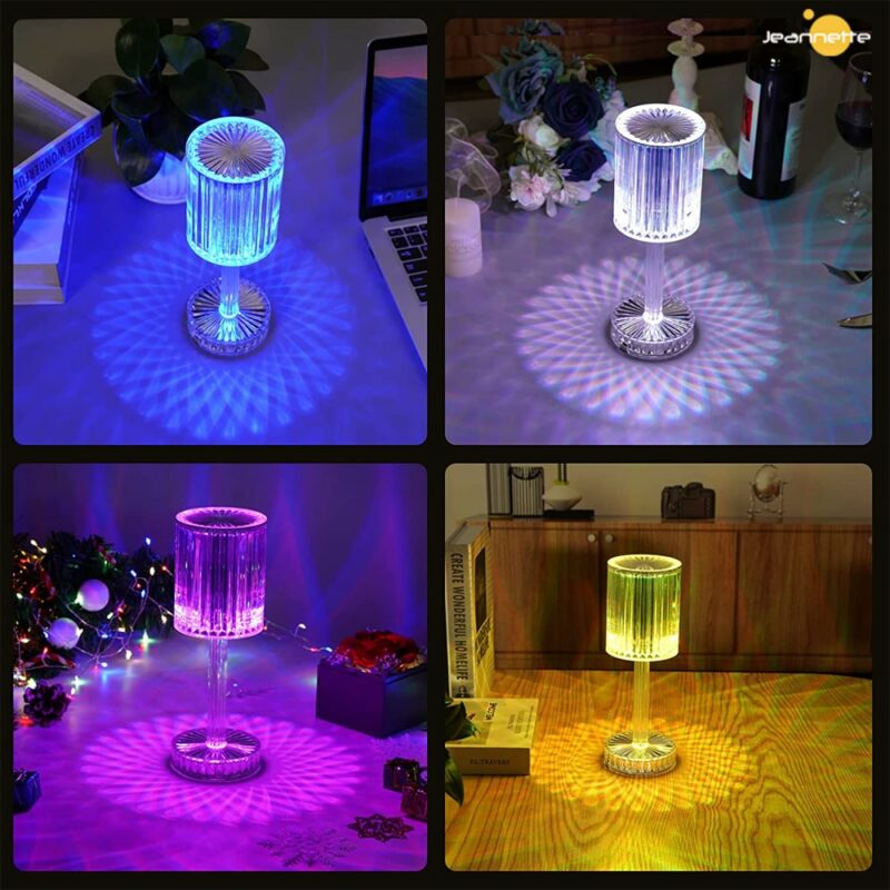 Crystal Diamond Table Lamp Touch Control RGB Color Light Bedroom Romantic - Image 5