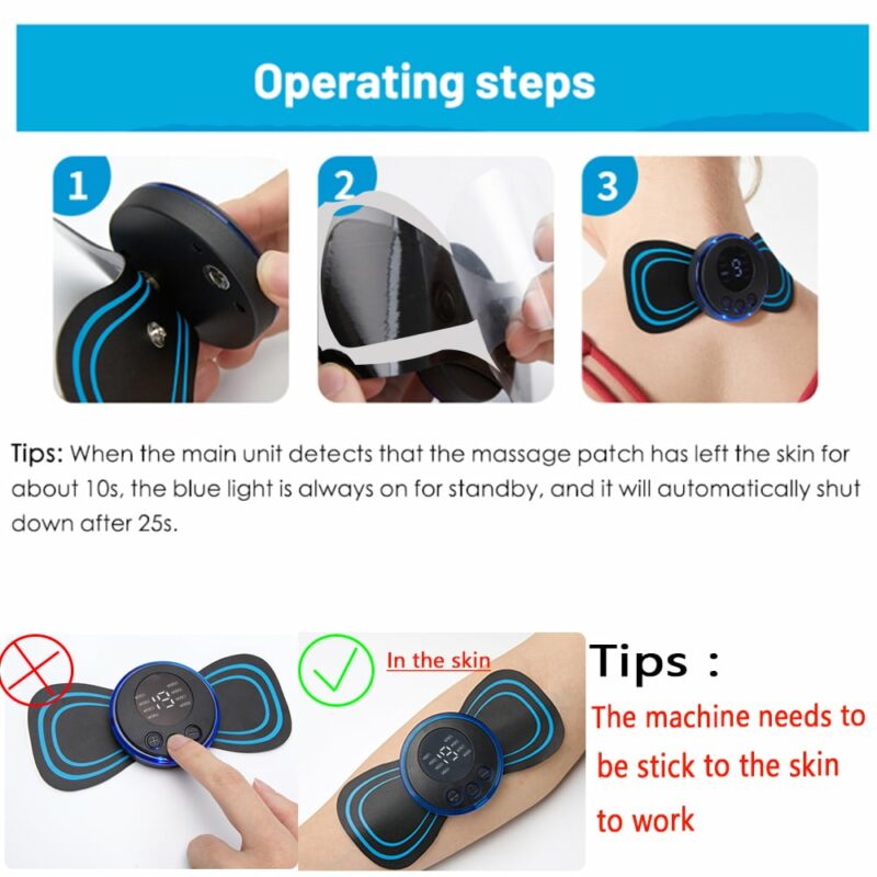 LCD Display EMS Neck Massage Electric Massager Cervical Neck Back Patch 8 Mode Pulse Muscle Stimulator Portable Relief Pain - Image 6