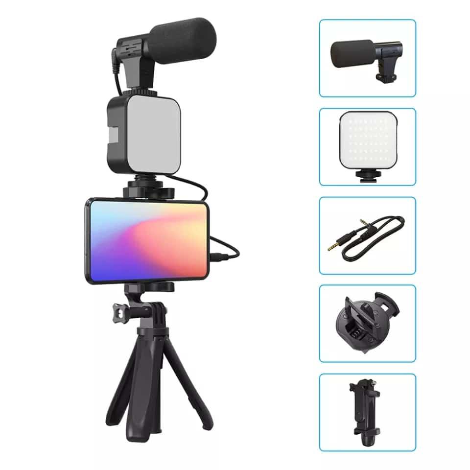 Vlogging Kit Accessories for Mobile Phone DSLR Camera Video Recording with Tripod Shoot Mic 360 LED Remote Selfie Light for Live Streaming Short Film - Image 8
