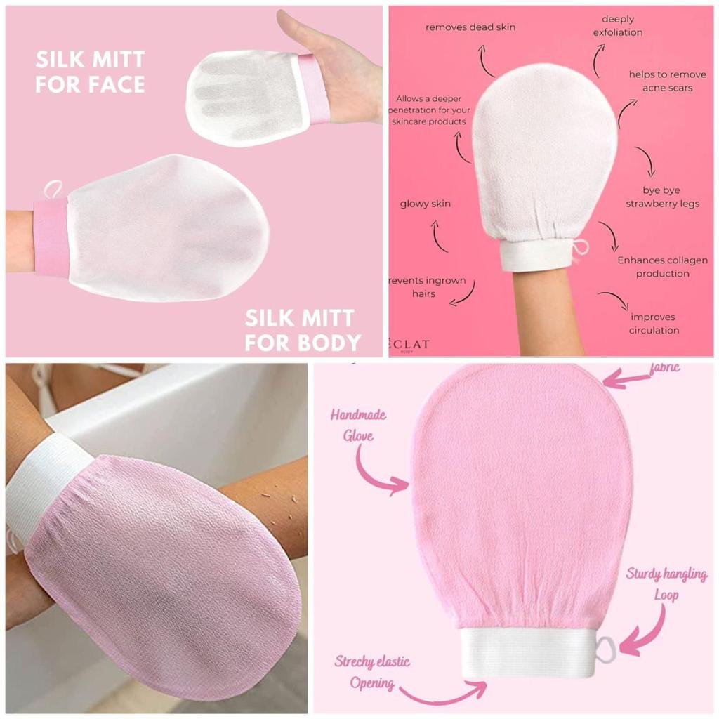 Silk Milk Body Scrubber Gloves (Mix/Random color)