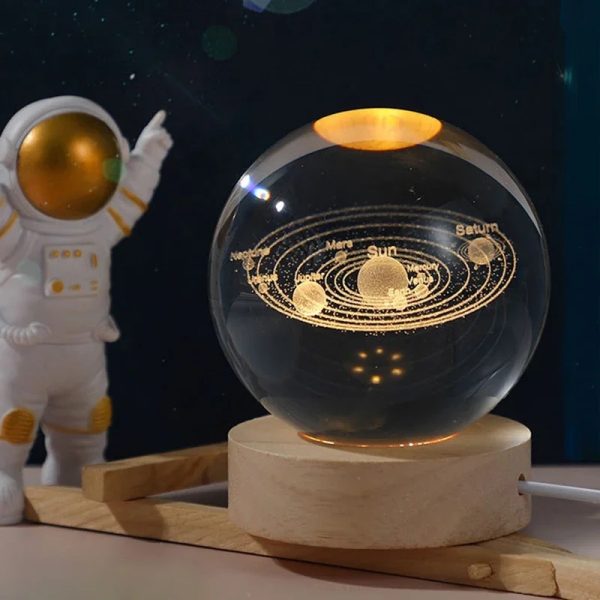 Crystal Ball Night Light Glowing Planet Galaxy Astronaut 3d Moon Table Lamp Usb (random Design) - Image 4