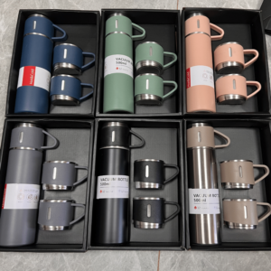 Stainless Steel Vacuum Flask Set 500ml Double Wall Thermos Set Vacuum Flask Gift Set With Double Lids