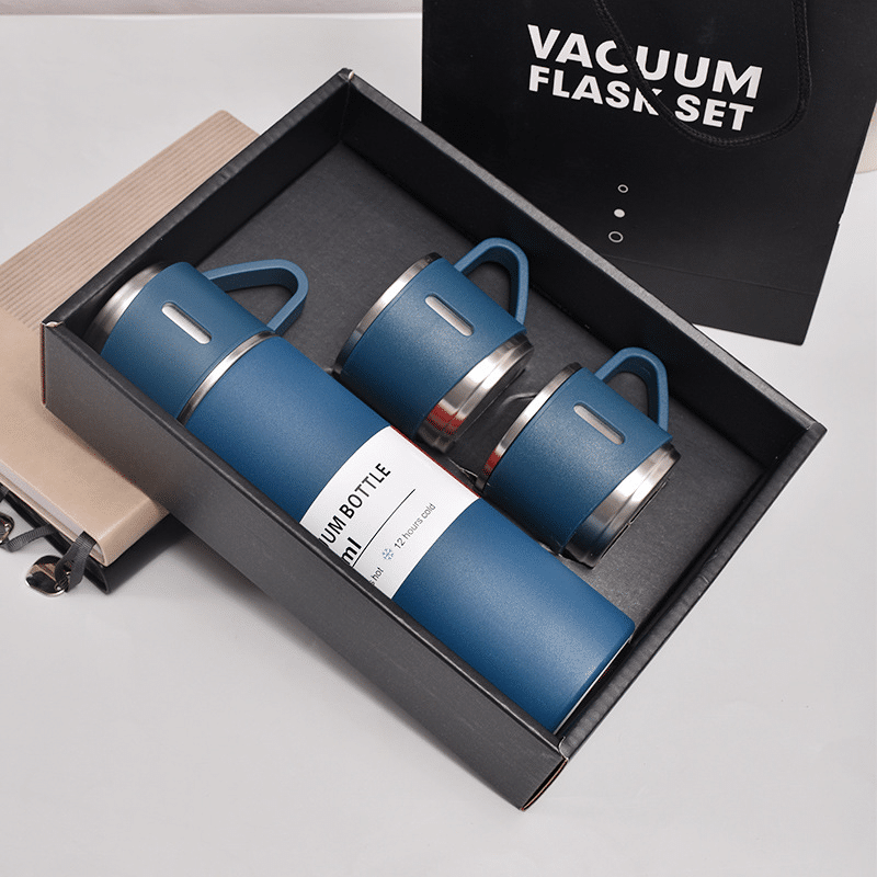 Stainless Steel Vacuum Flask Set 500ml Double Wall Thermos Set Vacuum Flask Gift Set With Double Lids - Image 4