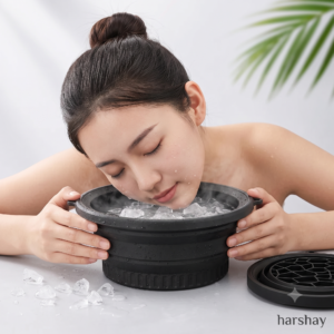 Face Ice Bowl With Built In Ice Tray Collapsible Silicone Beauty Bowl